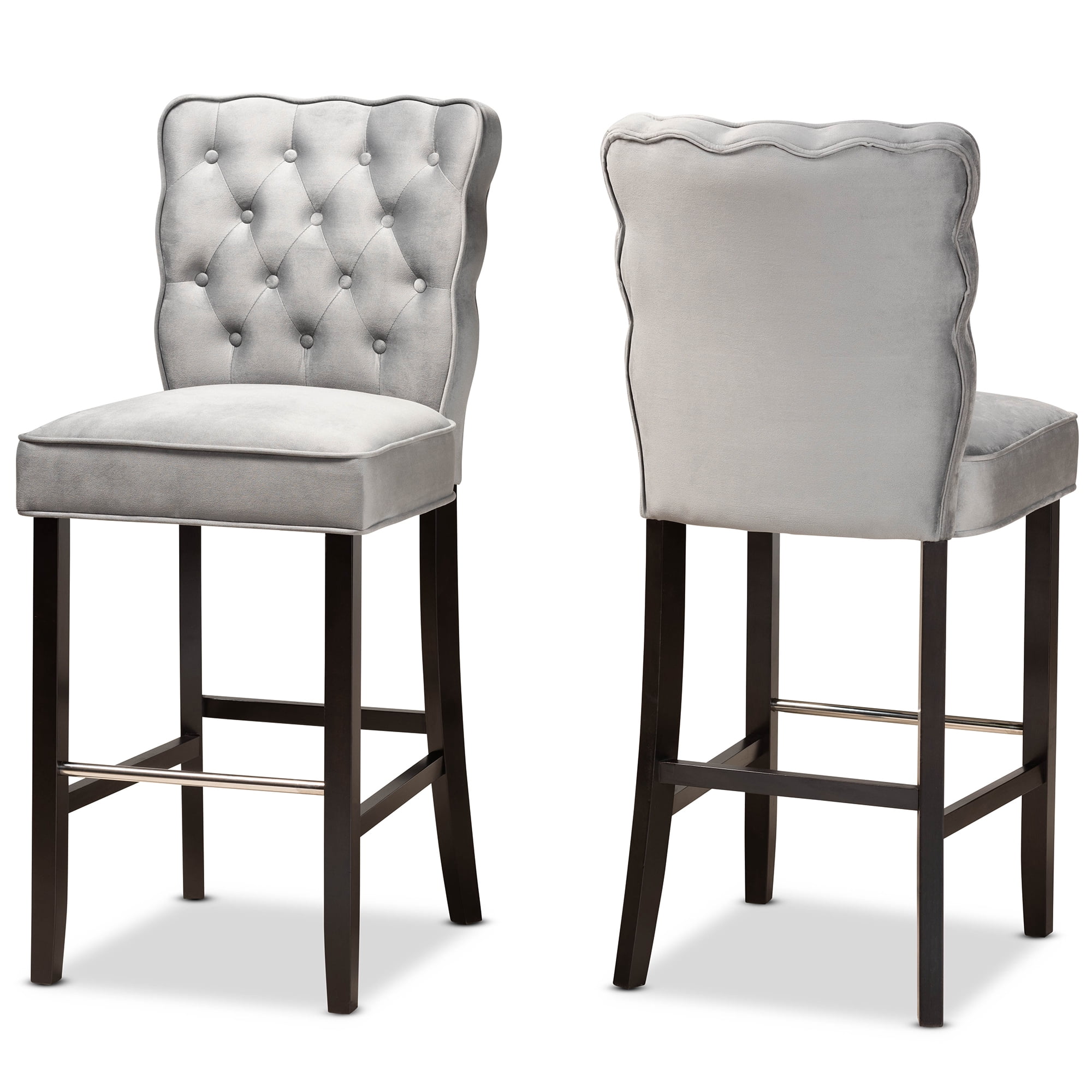 Baxton Studio Daphne Bar Stool, Dark Grey, Set of 2