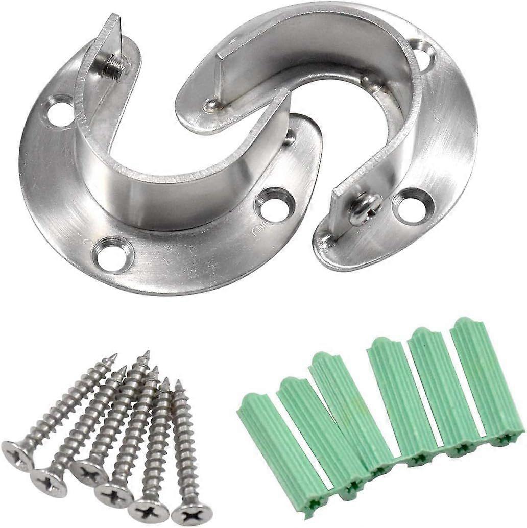 2 Pieces Curtain Rod Bracket, 25Mm Stainless Steel U-Shaped Wardrobe Rod Bracket