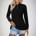 thumbnail image 4 of Stylish Olyvenn Women's Button Collared Shirts Long Sleeve Golf T Shirt Quick Dry UPF 50+ Sun Protection Lightweight Athletic Tennis Shirts Black 12-14, 4 of 6
