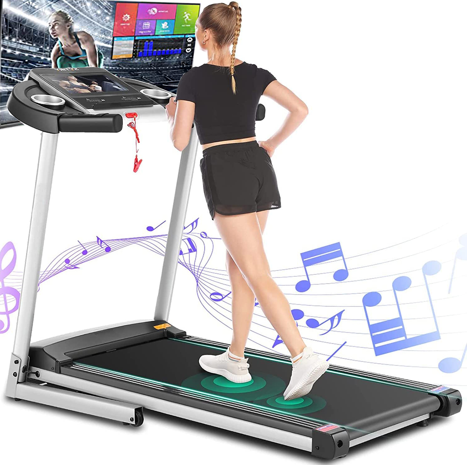 Treadmill with 10" HD TV Movie Touchscreen and 3D Virtual Sports Scene