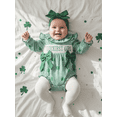 thumbnail image 6 of Loicainy Toddler Baby Girl Irish Bodysuit 3 6 12 18 Months Long Sleeve Letter Embroidery Romper with Headband Set Newborn Clothes, 6 of 10