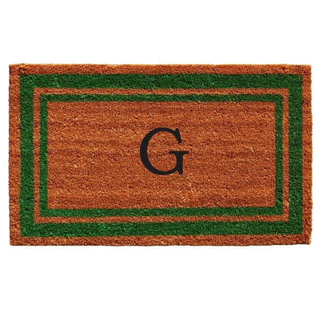 Calloway Mills 153011830G 18 x 30 in. Green Border Monogram Rectangular Doormat, Natural - Letter G