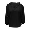 thumbnail image 4 of Blouse en Lin à Manches Longues Col en V Unie pour Femmes, 4 of 5