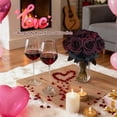 thumbnail image 3 of 12 Pack Burgundy Roses Artificial Flowers with Black Stems Silk Roses Fake Gothic Flowers Bouquet for Valentines Wedding Centerpiece Table Vase Home Indoor Kitchen Party DIY Vampire Decor, 3 of 6