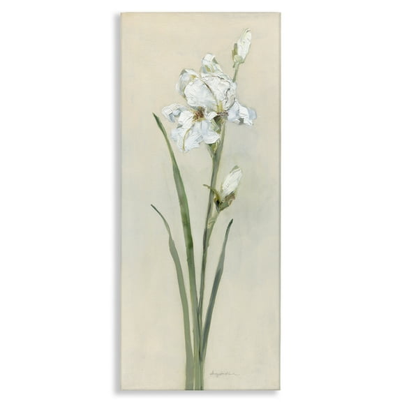 Stupell Industries Simple Iris on Beige Plants & Flowers Painting Wrapped Canvas Art Print Wall Art, 10 x 24