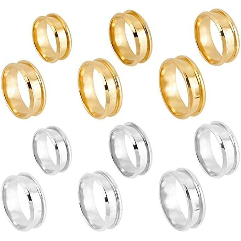 UNICRAFTALE 10pcs 5 Colors Blank Core Ring Size 10 Stainless Steel Plain  Band Ring Inlay Ring Round Empty Ring Blanks for Jewelry Making
