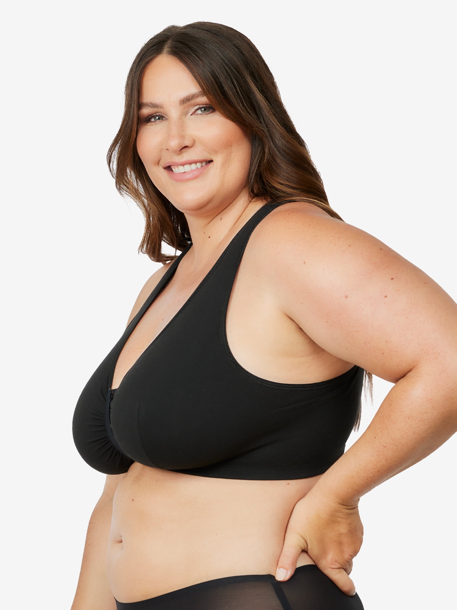 Leading Lady, The Indy, Unpadded Wireless Bra, Lace Racerback, Front Close, Light Support, Comfort, Breathable Cotton Bra (Women's & Women's Plus)