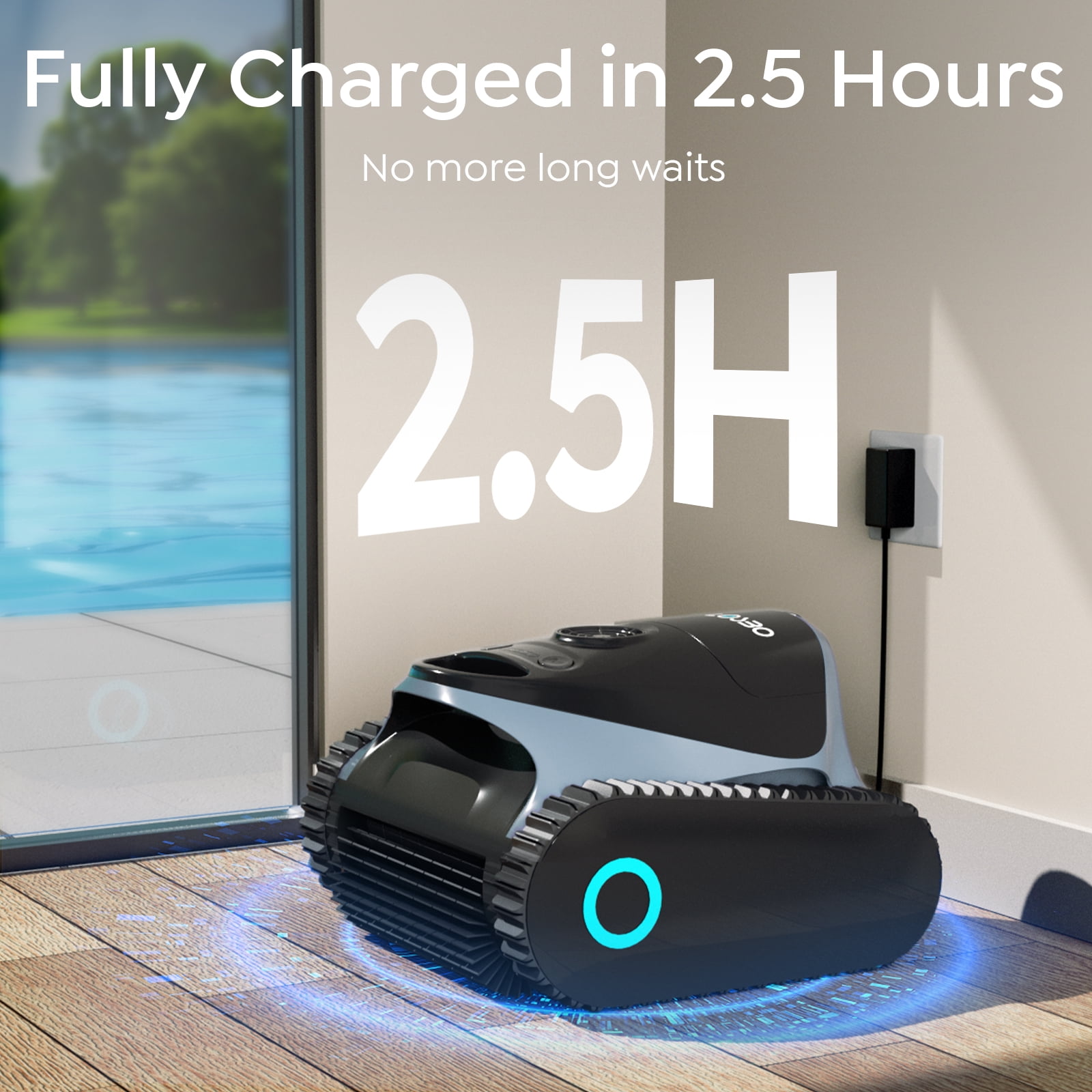 Talosbo C1 Cordless Robotic Pool Vacuum Cleaner with Wall & Waterline Cleaning, 180 Min for Inground Pools Up to 615 Sq.ft,Dual Filtration, Smart Navigation, App Support