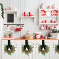 thumbnail image 4 of Artificial Christmas Small Wreath with Green Bow Christmas Cabinet Wreaths for Kitchen Hanging Xmas Wreaths for Front Door Cupboard Wall Decor, 4 of 4