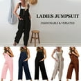 thumbnail image 6 of Linen Jumpsuits for Women Casual Loose Straps Overalls Baggy Wide Leg Harem Pants Rompers Dungarees Playsuit Trousers, 6 of 6