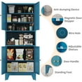thumbnail image 6 of Tall Kitchen Pantry Storage Cabinet with Doors and Adjustable Shelves,Metal Cabinet with Microwave Stand,Large Freestanding Floor Cupboard for Living Room,Bathroom,Home Office (Blue), 6 of 7