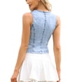 thumbnail image 3 of INSPIRE CHIC Cropped Demin Vest for Women's V Neck Western Crop Jean Tops Waistcoat XS Light Blue, 3 of 6