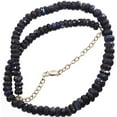 thumbnail image 2 of Sterling Silver Labradorite Necklace Dark Blue Flash Faceted Solid Strand 7-10 mm stones Spyglass Designs 20" Designed for Adult Women, 2 of 5
