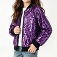 thumbnail image 2 of ATOGUTA Girls Sequin Jacket Lightweight Zipper Fall Winter Coats With Pockets Trendy Outwear Purple, 2 of 8