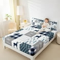 thumbnail image 4 of Manfei Rustic Deer Child Full Size Sheets, Vintage Blue Buffalo Plaid Bed Sheets, Kawaii Cartoon Animal Sheet Sets, Microfiber Bedroom Decor, 4pcs, 4 of 7
