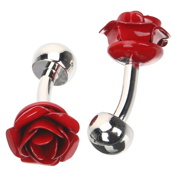 PAMINGONO 2Pcs Rose Cufflinks Copper Material Style For Wedding Parties And Dating