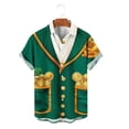thumbnail image 2 of Men's St. Patrick's T Shirt Short Sleeve Lapel Button Down Printed Shirts Tops Green 4 XXL, 2 of 6