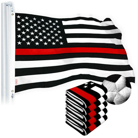 Thin Red Line Flag 3x5FT 5-Pack Embroidered Spun Polyester By G128