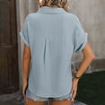 thumbnail image 6 of ORT Womens Short Sleeve Button up Dress Shirt Textured Collared Summer Work Blouse(Light Blue-01,S), 6 of 8