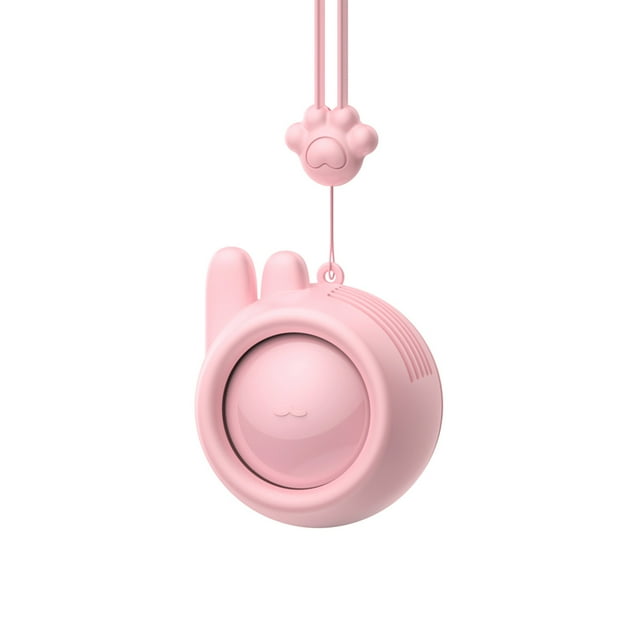 QualitChoice Creatively Fan Mini Handheld Portable Rechargeable Neck Cooling Rope Battery Charging Replenishment Indoor Dormitory Pink