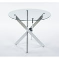 thumbnail image 3 of GZXS 35.4-Inch Round Glass Dining Table with Chrome Metal Legs, Modern Tempered Glass Table for Kitchen or Living Room, 3 of 7