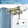 thumbnail image 2 of Urbanest Crystal Ball Flat Button 1" 5/8" Double Drapery Curtain Window Rod Set - 28" to 48", Antique Brass, 2 of 6