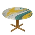 thumbnail image 3 of Awypu  Green Marble Ink Round Tablecloth with Elastic Edged Fitted Table Cloths Cover Mat Washable Polyester Spill Proof Table Covers for Indoor outdoor Dinning Patio Table White, 3 of 7