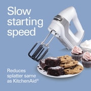 Hamilton Beach Professional 7-Speed Electric Hand Mixer, with SoftScrape Beaters, Whisk, Dough Hooks & Case, White