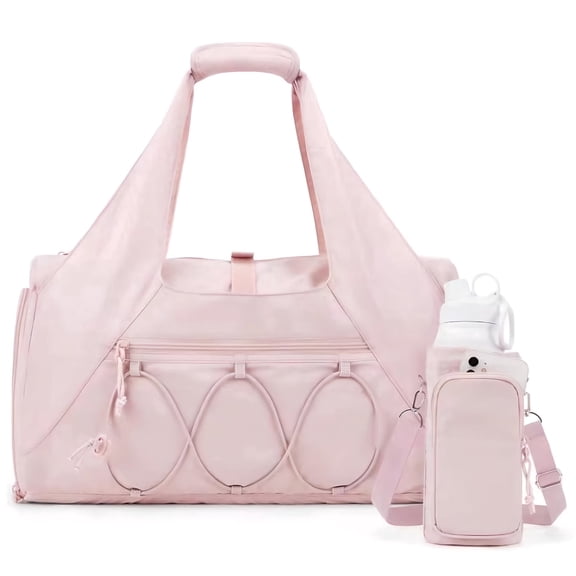 LAPTOM MAX Gym Bag for Women with Shoe Compartment and Wet Pocket, Lightweight Weekender Travel Duffel Workout Yoga Tote, Pink