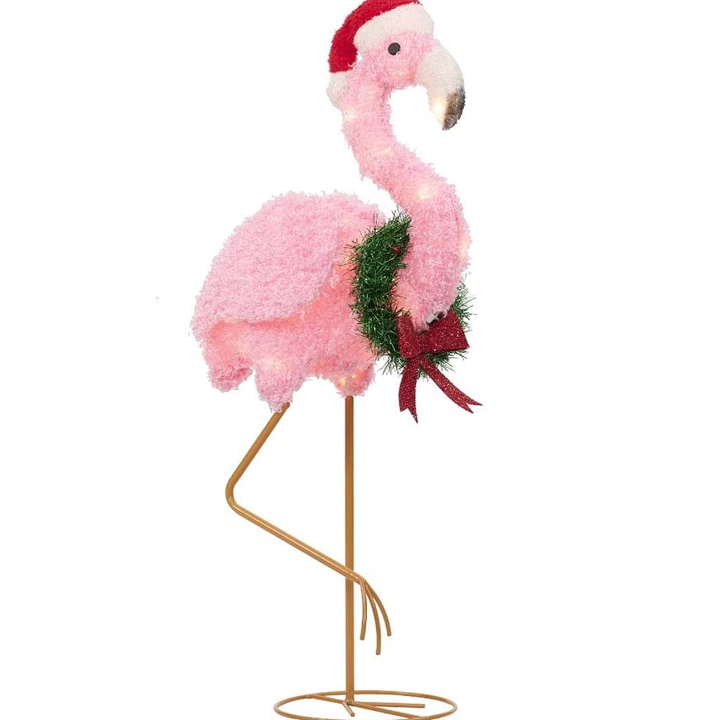 yard decor lit flamingo