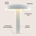 thumbnail image 6 of JONATHAN Y Suillius 11" Contemporary Bohemian Rechargeable/Cordless Iron Integrated Portable LED Mushroom Table Lamp, White, JYL7114B, 6 of 7