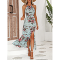 thumbnail image 4 of EASYBRA Womens Floral Halter Maxi Dress Sleeveless Slit A Line Summer Beach Vacation Dress, 4 of 6