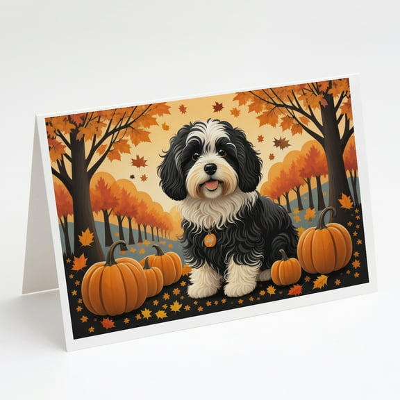 Havanese Fall Greeting Cards and Envelopes Pack of 8 7 in x 5 in