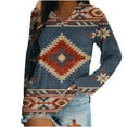 thumbnail image 2 of Blczomt Blue Womens Tops Under $10 Long Sleeve Tunic Plus Size Western Shirts V Neck Fashion Aztec Blouse Women, 2 of 5