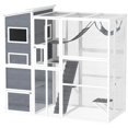 thumbnail image 4 of Barara King Cat Kennel Condo Shelter, Cat House,Cat Enclosure w/ 4 Tier Resting Rooms, 3 Platforms, 1 Soft Ladder, 2 Ramps, 1 Hammock, Gray, 4 of 11