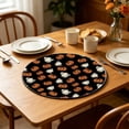 thumbnail image 4 of Halloween Round Placemats Set of 6 – Cute Ghost & Jack-o'-Lantern Pattern Heat Resistant Table Mats for Kitchen Dining & Party Decor (15 Inch), 4 of 6