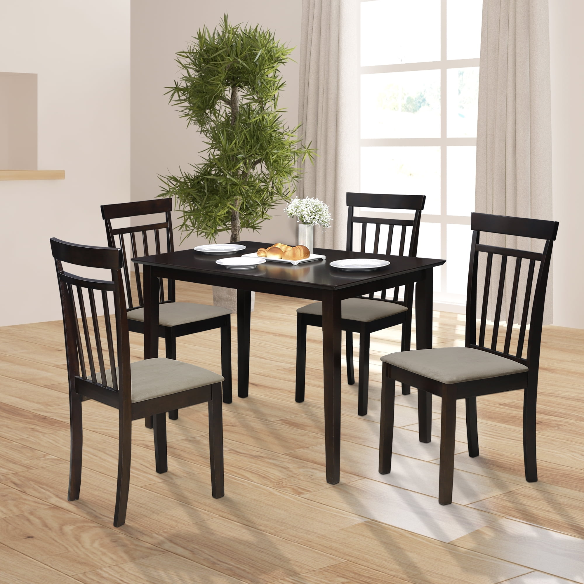 Furinno Kansas Dining Set With 1 Table And 4 Chairs - Walmart.com