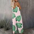 thumbnail image 4 of Spaghetti Strap Jumpsuits Overalls for Women Sleeveless Pockets Graphic Loose Summer Rompers Casual Wide Leg Long Pants, 4 of 7