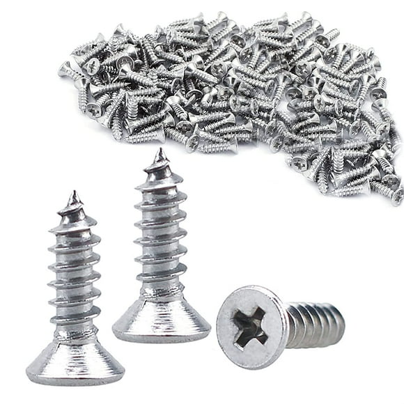 200pcs M3 x 10mm Wood Screws Small Flat Head Screws Self Tapping Screws Full Thread