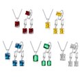 thumbnail image 4 of LYMAYTER Necklace Earrings 4Pcs/Set Finger Ring - Rectangle, Cubic Zirconia, Vintage, 4 of 7