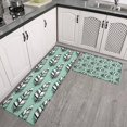 thumbnail image 2 of Green - Based Black and White Geometric Feather Pattern Kitchen Rugs Sets Of 2,Anti Fatigue Kitchen Mat Rugs Non Slip Washable,Decorative Kitchen Floor Mats for Kitchen,Sink,Laundry,17"x30"+17"x47", 2 of 7