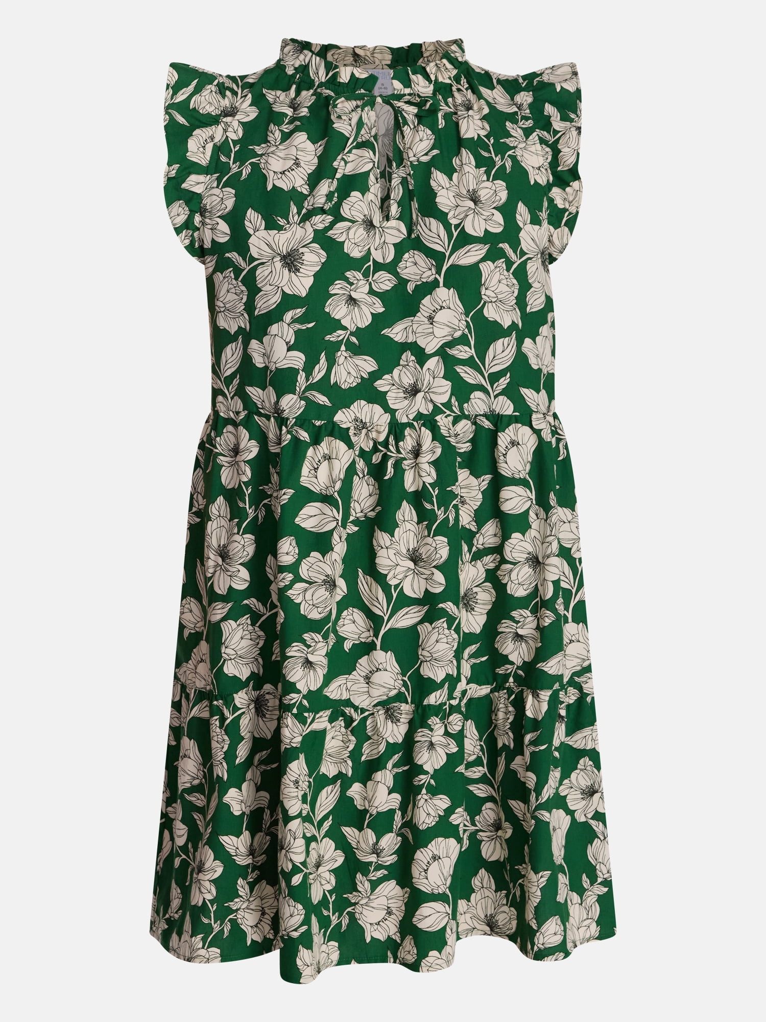 Time and Tru Women's and Women's Plus Cotton Mini Dress with Flutter Sleeves, Sizes XS-4X