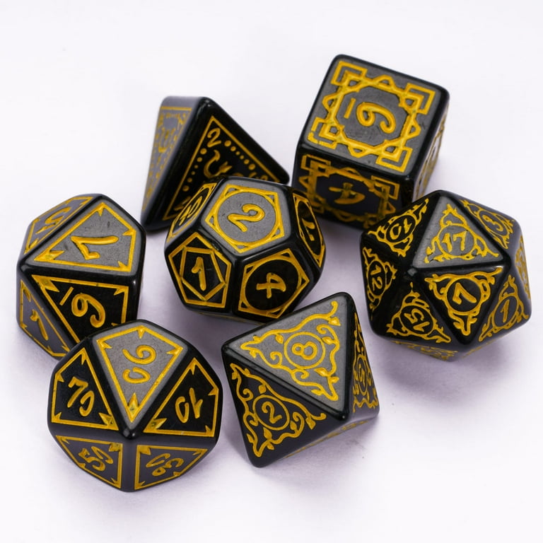 Deep Dragon Dice | 7 Piece Polyhedral dice set | Resin handmade | For popular RPG like DnD / D&D or Pathfinder