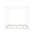 thumbnail image 5 of Euroco Pine Wood Queen Size Canopy Bed, Low Profile Platform Bed with Support Legs for Adults, White, 5 of 9