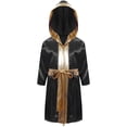 thumbnail image 3 of YiZYiF Kids Boys Boxing Outfits Metallic Trim Satin Belted Hooded Cloak Robe and Martial Arts MMA Blue&Silver 14, 3 of 7