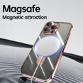 thumbnail image 5 of ELEHOLD Plating Magnetic Case for iPhone 16 Pro Case Transparent Clear Cover Kickstand Camera Lens Protection Compatible with Mag Safe Accessory Slim Shockproof Case for iPhone 16 Pro,Rosegold, 5 of 6