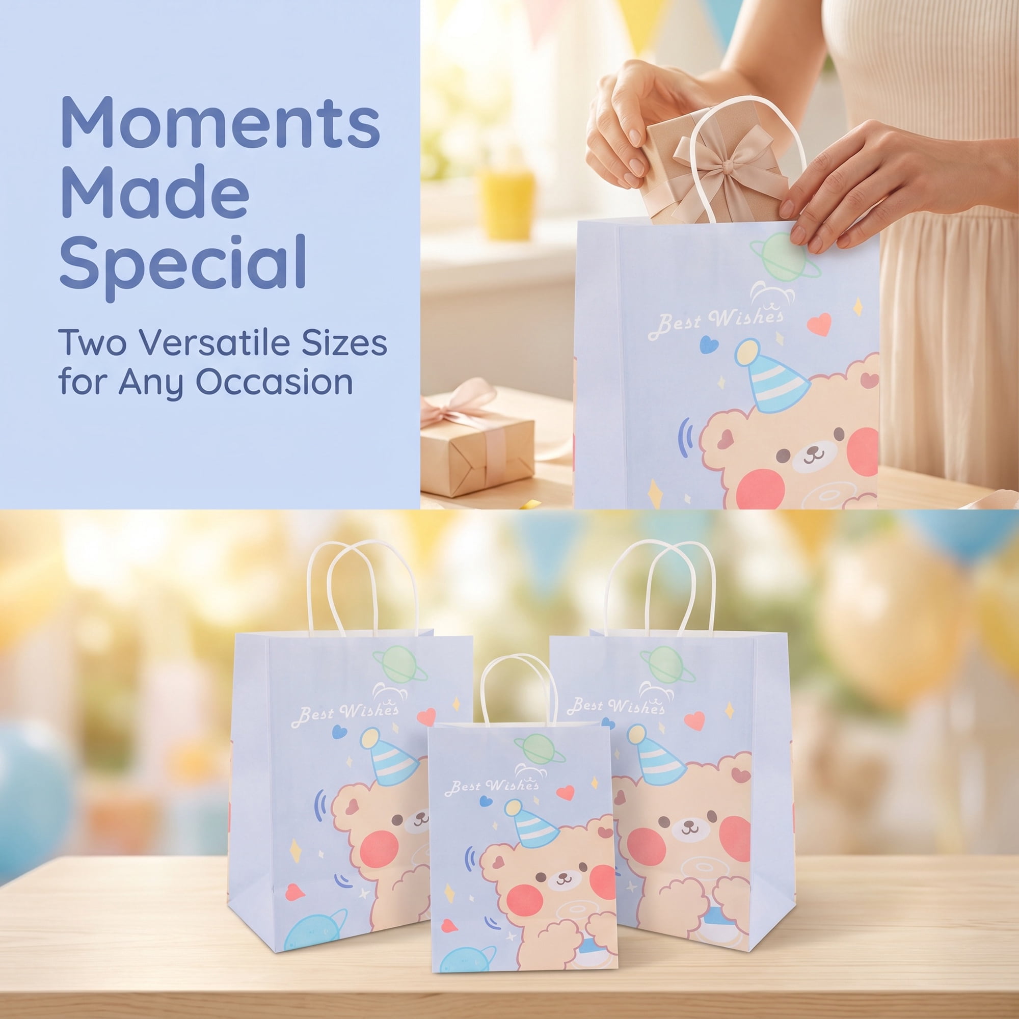 Unique Bargains 6Pcs Multi-Purpose Sturdy Treat Gift Bags Light Purple 5.9" x 3.1" x 8.3"