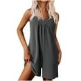 thumbnail image 2 of Sevevn Women's Summer Women's Pocket Suspender Shorts Jumpsuit Strap Pants Women Beach Fashion Dark Gray S, 2 of 9