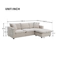 thumbnail image 3 of Euroco 100" Modern L-shaped Sofa 4-seat Sectional Sofa with 2 Pillows, Convertible Ottoman for Living Room, Apartment, Office, Beige, 3 of 8