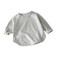 thumbnail image 2 of Kureaily Boys Long Sleeve With Stylish Hemline Autumn Kids Casual Shirt For Children Girls Basic Tee Comfortable Daily Wear 5-6 Years, 2 of 3